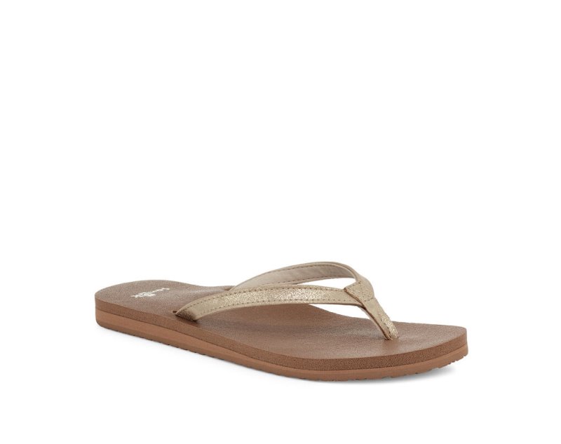 Sanuk Yoga Joy Shimmer Women's Flip Flops Brown | Canada 107PJJ